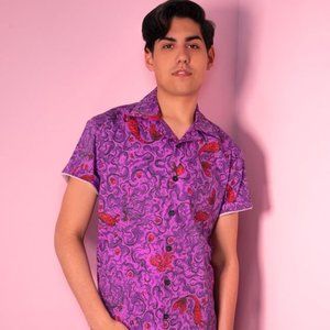 Men's Button Up in Sea Siren Print - Vixen by Micheline Pitt - L